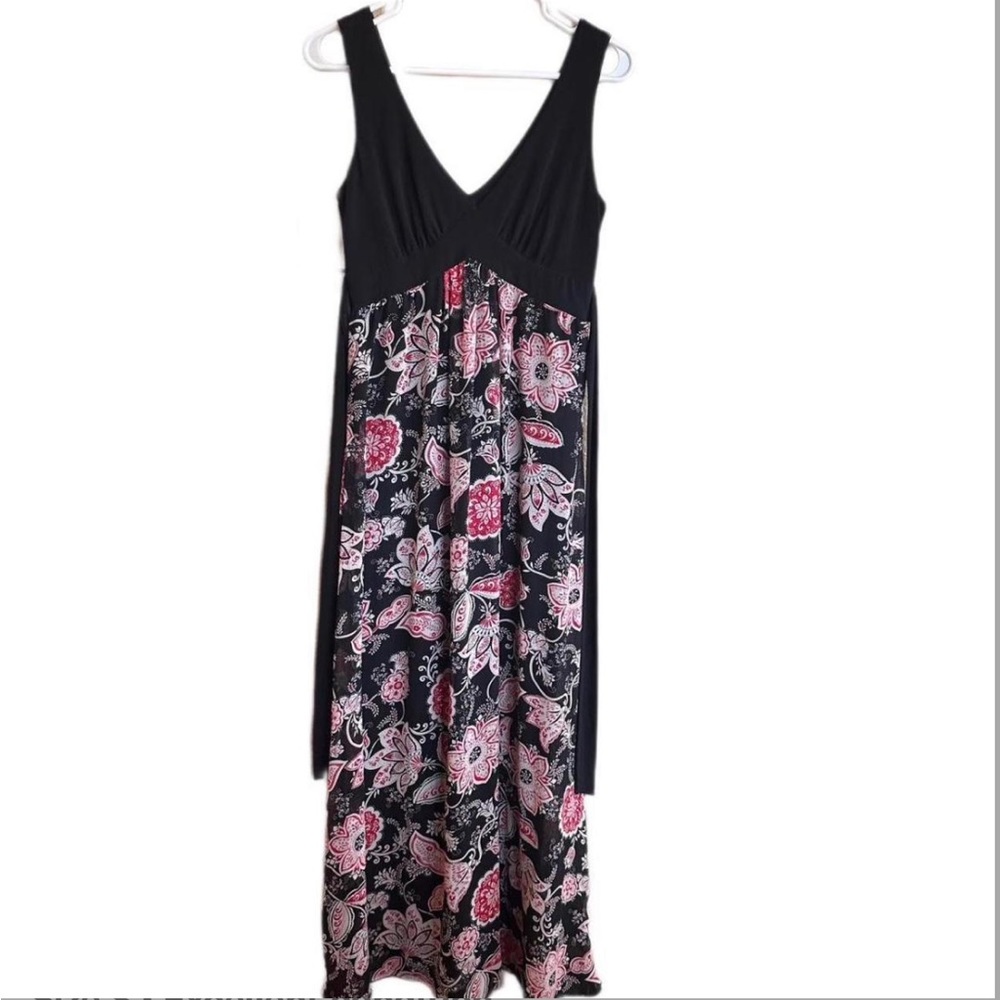 Y2k paisley v-neck maxi dress floral print with back tie by Bisou Bisou size 8